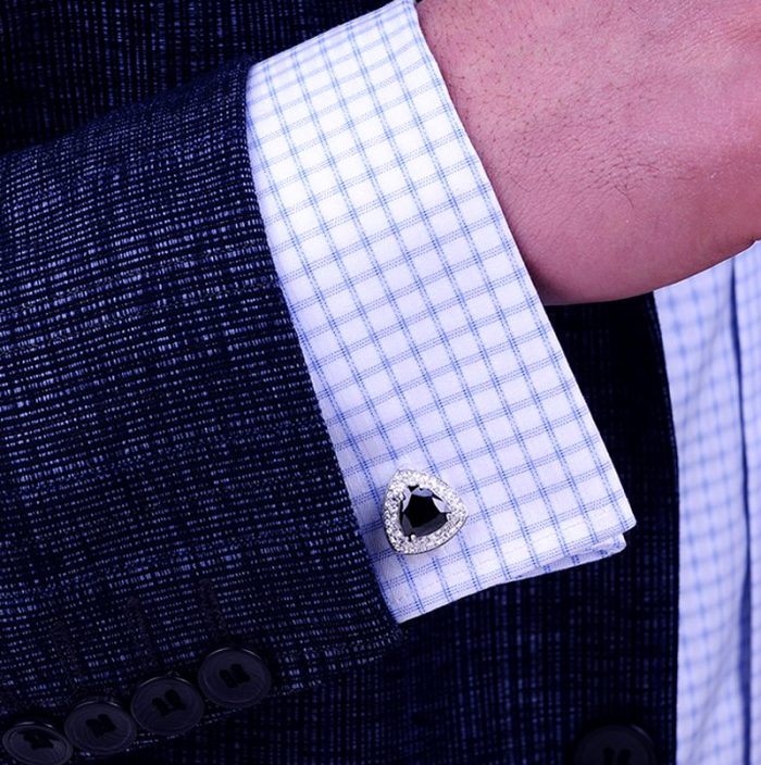 Button Shirt Cuff Shirt Sterling Silver Black Onyx Cufflinks from Gentlemansguru.com