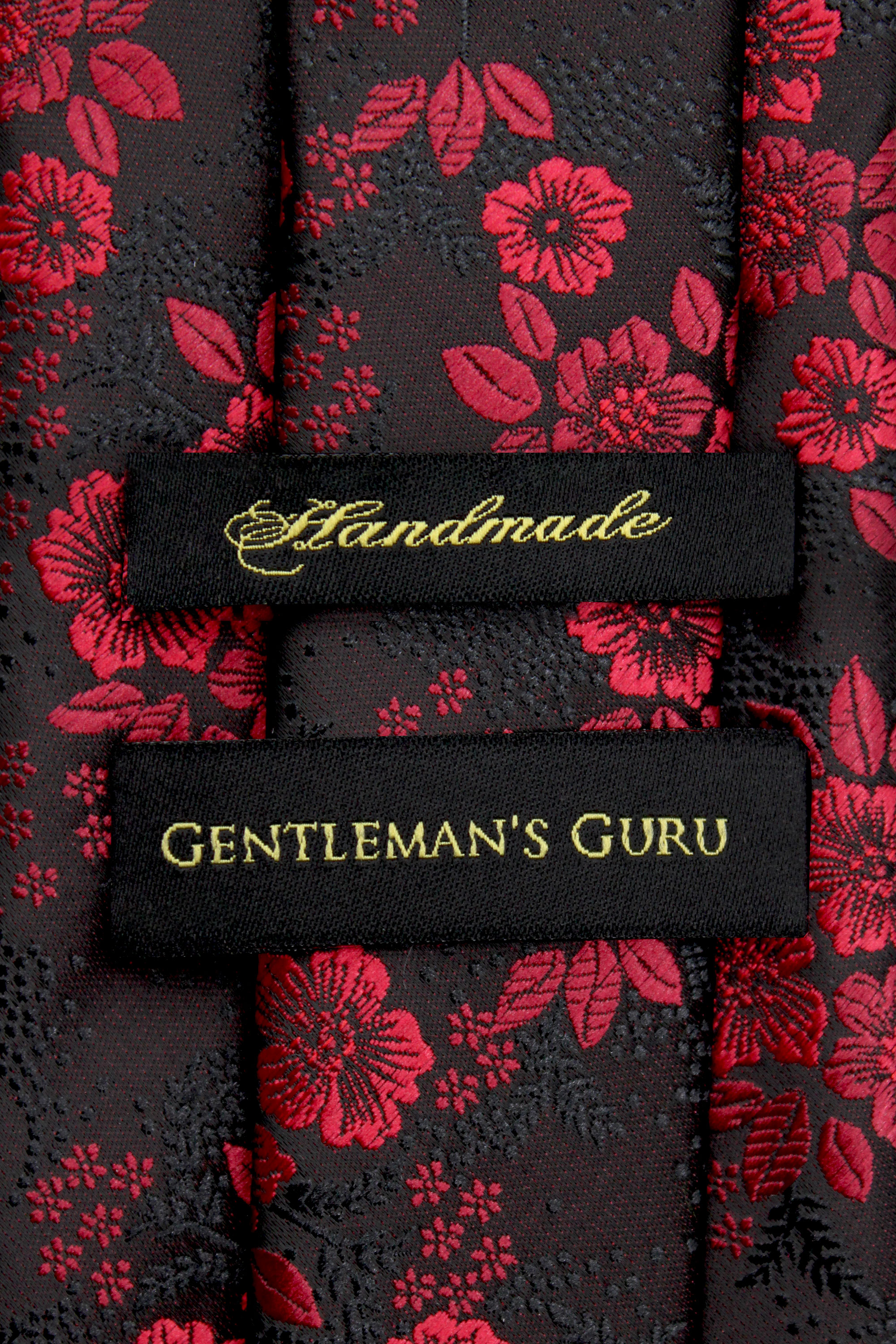 Burgundy Floral Tie and Pocket Square Set Gentleman s Guru