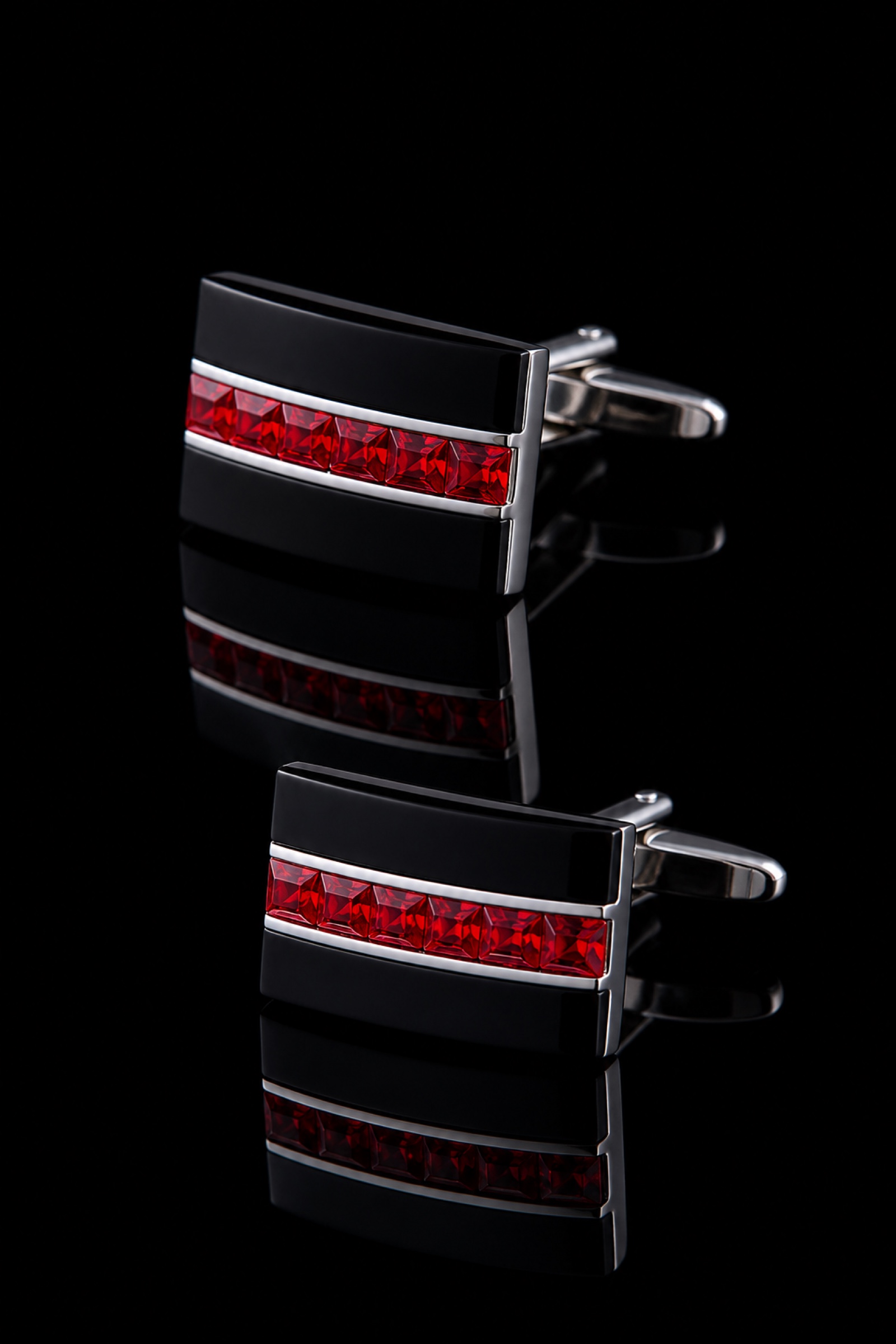 Black Tie Red Gemstone Cufflinks from Gentlemansguru.com
