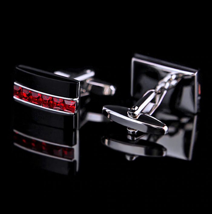 Crystal Black And Red Cufflinks Set from Gentlemansguru.com