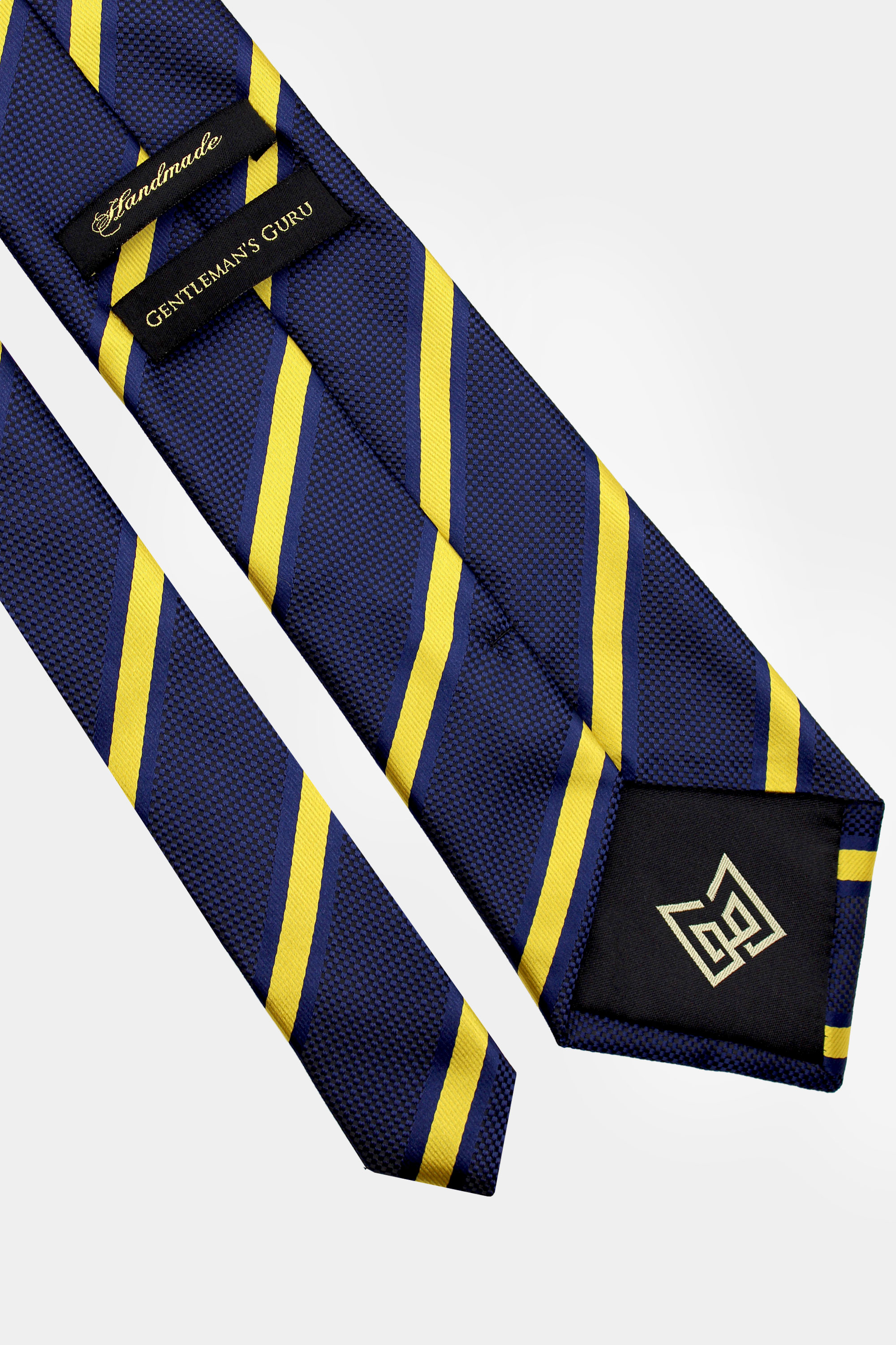 Mens-Luxury-Navy-Blue-and-Gold-Striped-Tie-Grooms-Wedding-from-Gentlemansguru.com