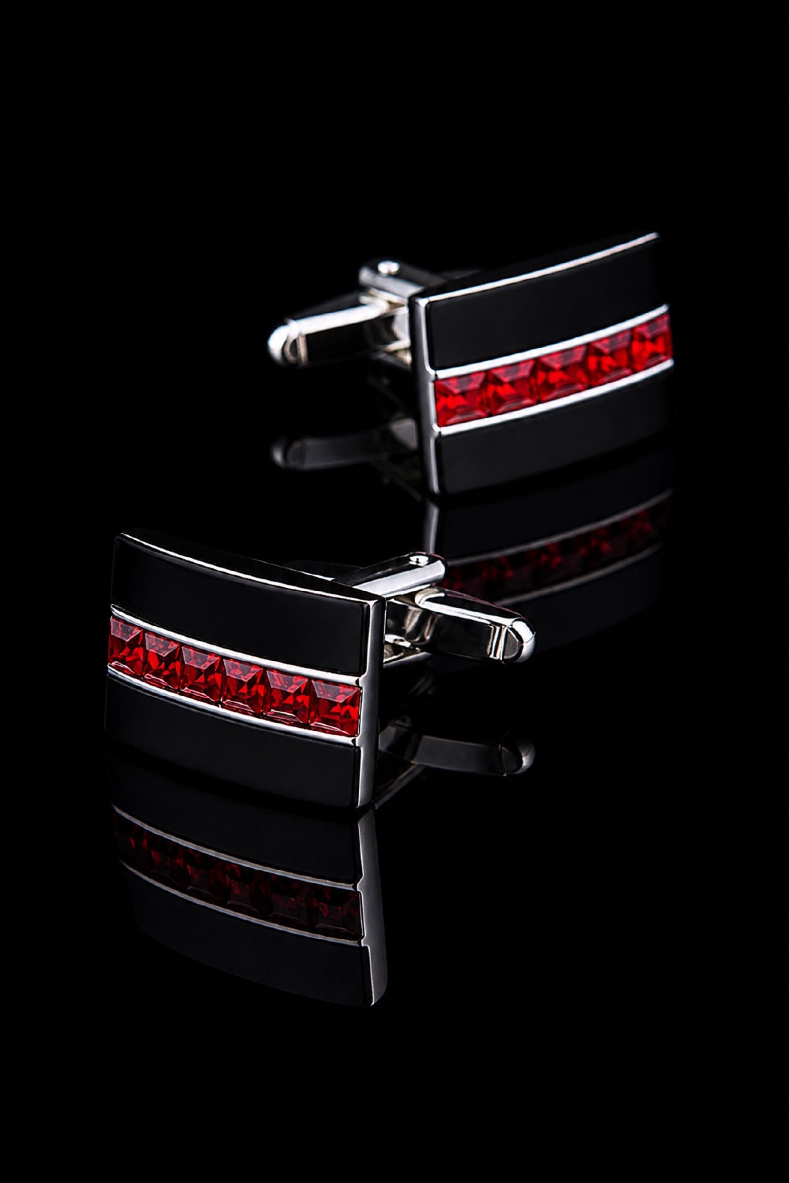 Modern Red Black Crystal Cufflinks for Men from Gentlemansguru.com