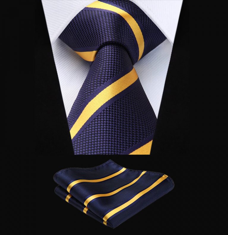 Navy Blue and Gold Tie Set Gentleman's Guru