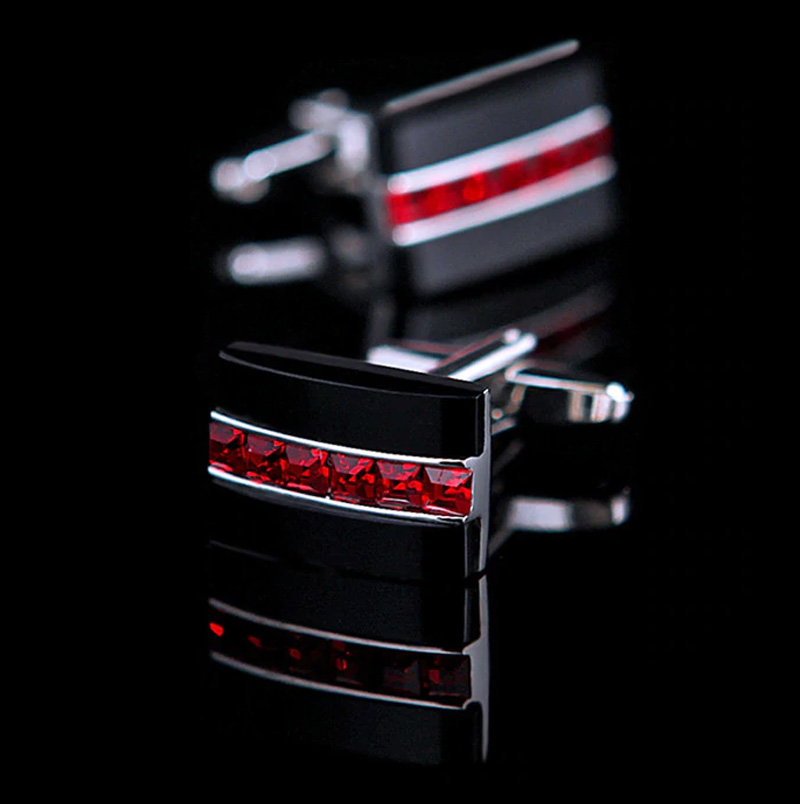 Modern Crystal Red & Black Cufflinks