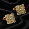 Bright Gold Cufflinks on Black Silk from Gentlemansguru.com