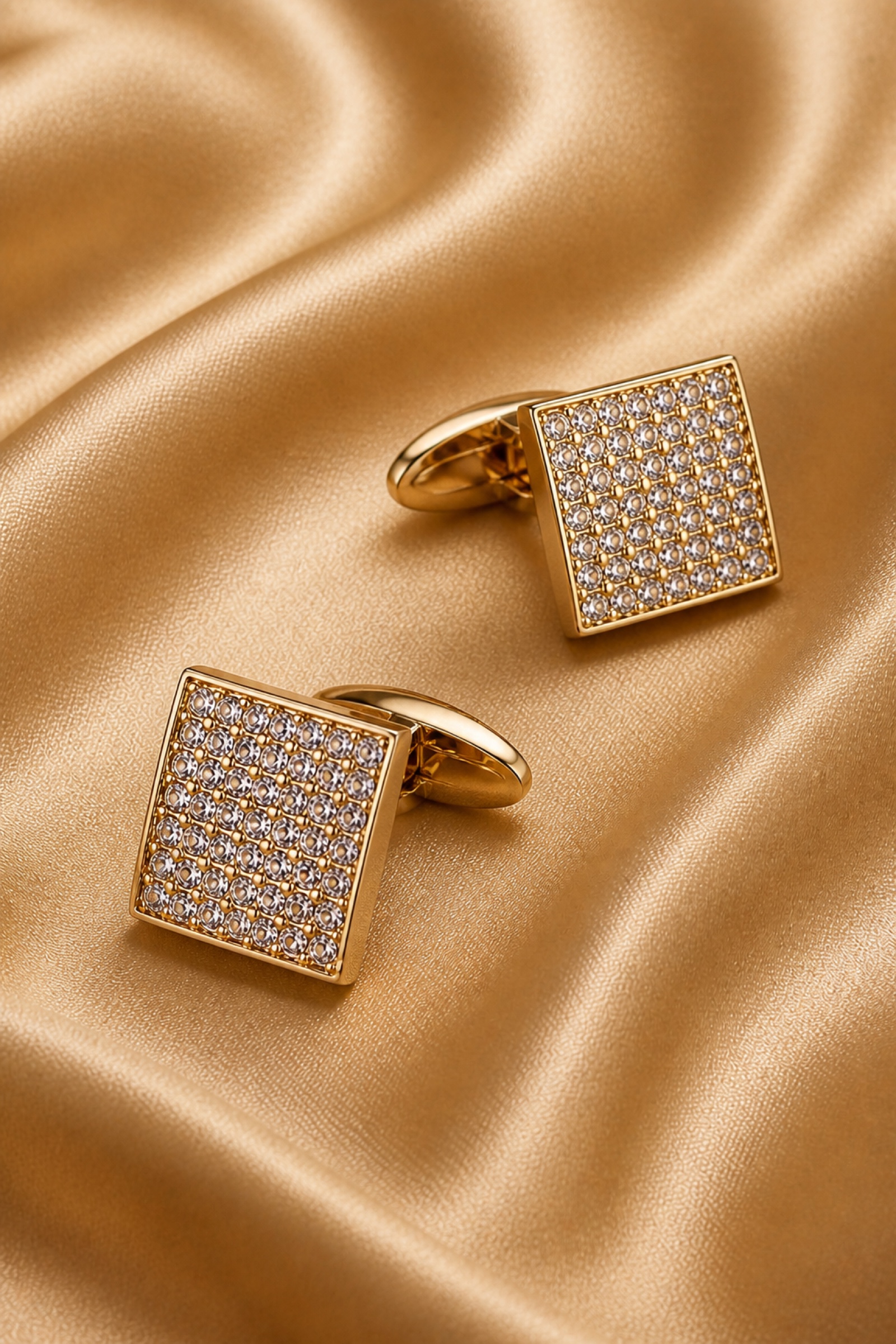 Gold Rhinestone Cufflinks for Special Occasions from Gentlemansguru.com