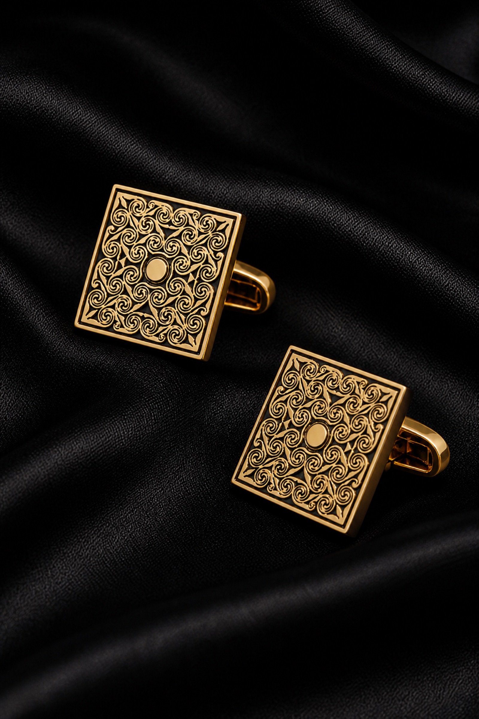 Gold Scroll Cufflinks for Evening Wear from Gentlemansguru.com