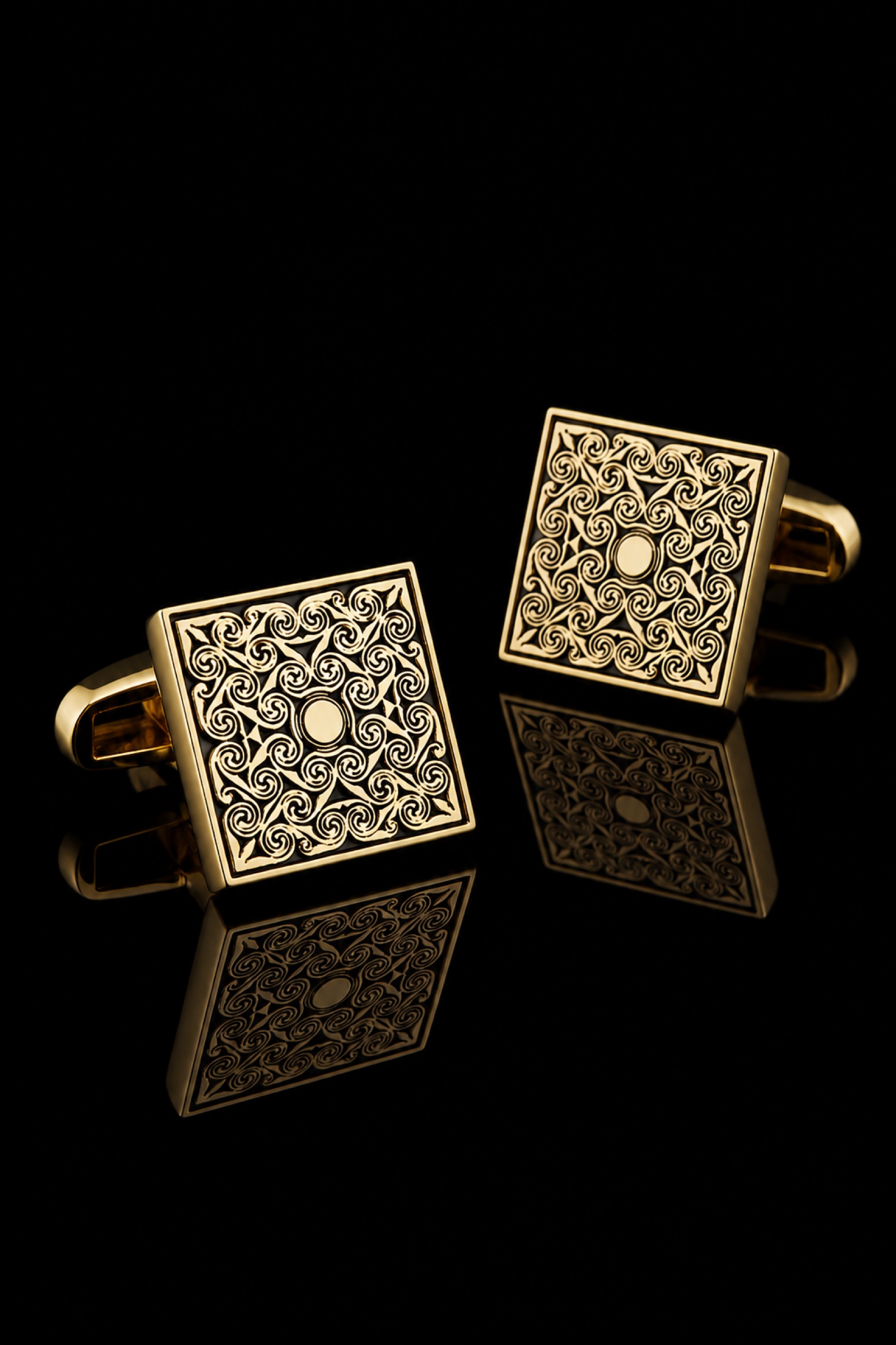 Gold Scroll Cufflinks for Men from Gentlemansguru.com