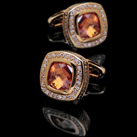 Crystal Zircon Gold Cufflinks