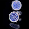 Silver Round Blue Crystal Cufflinks from Gentlemansguru.com