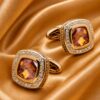 Cognac Crystal Cufflinks Groomsmen Gift from Gentlemansguru.com