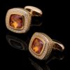 Gold Zircon Wedding Cufflinks for Grooms from Gentlemansguru.com
