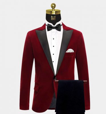2 Piece - Burgundy Velvet Tuxedo Suit | Gentleman's Guru