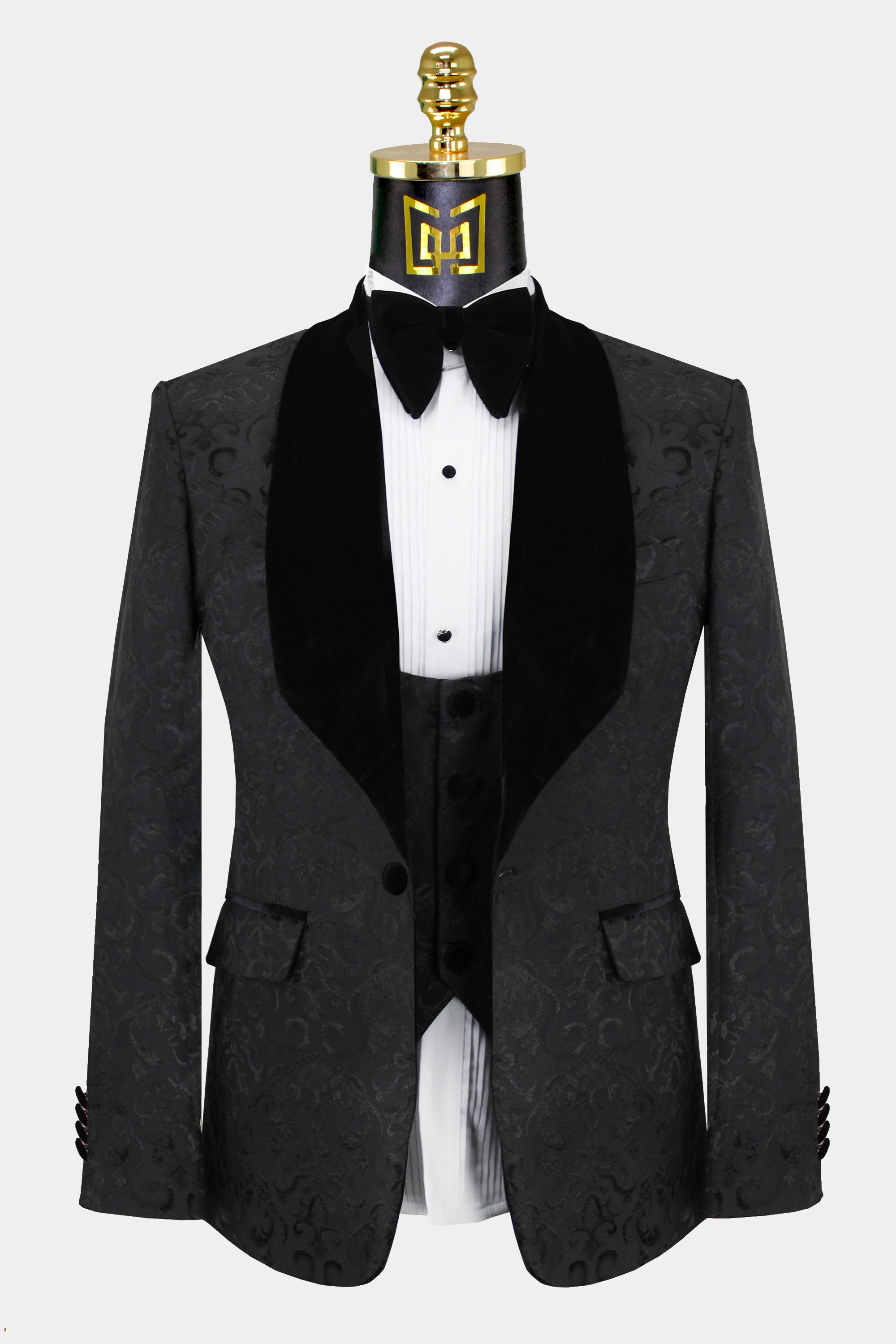 Black Damask Tuxedo - 3 Piece | Gentleman's Guru