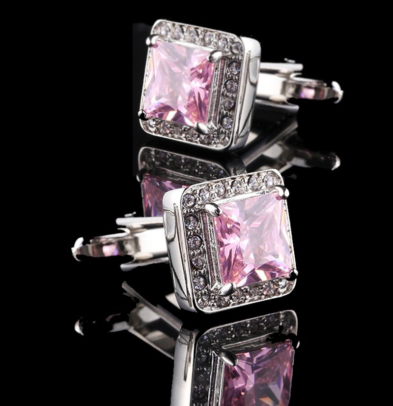 Blush-Pink-Cufflinks-With-Crystal-from-Gentlemansguru.com