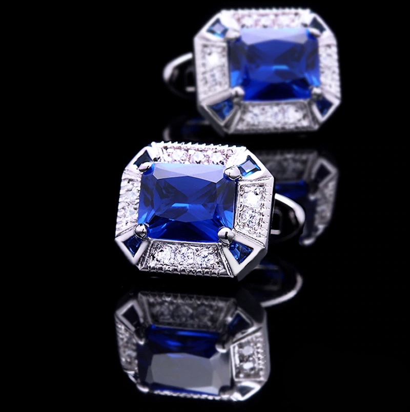 Crystal Blue Sapphire Cufflinks Set from Gentlemansguru.com