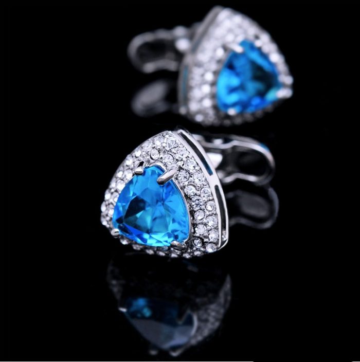 Crystal Rhinestone Light Blue Cufflinks from Gentlemansguru.com