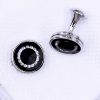 Crystal Round Black Cufflinks Set from Gentlemansguru.com