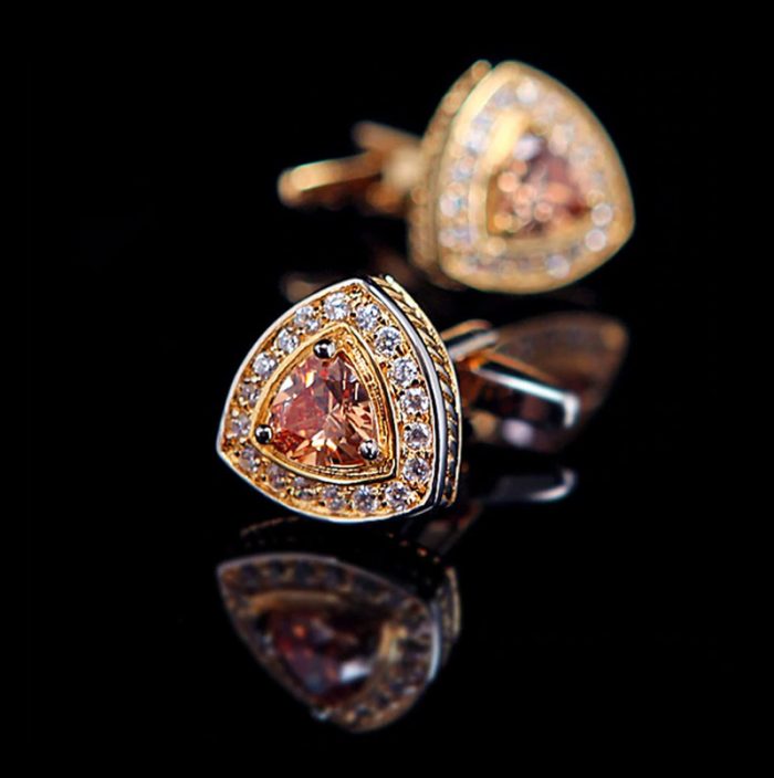 Gold Crystal Cufflinks Set from Gentlemansguru.com