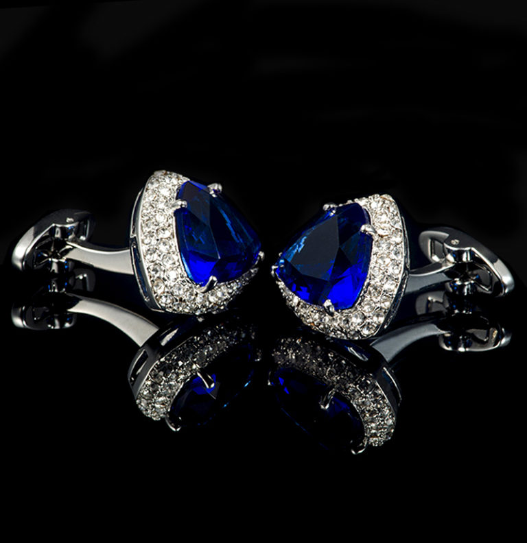 Luxury-Blue-Stone-Cufflinks-With-Silver-Plating-from-Gentlemansguru