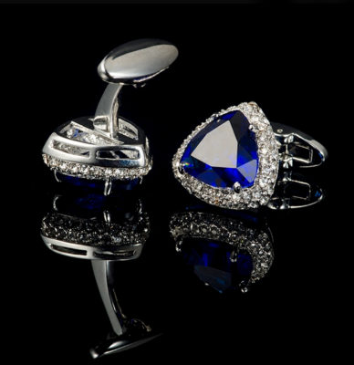 Royal Blue Zircon Cufflinks w/ Crystals | Gentleman's Guru