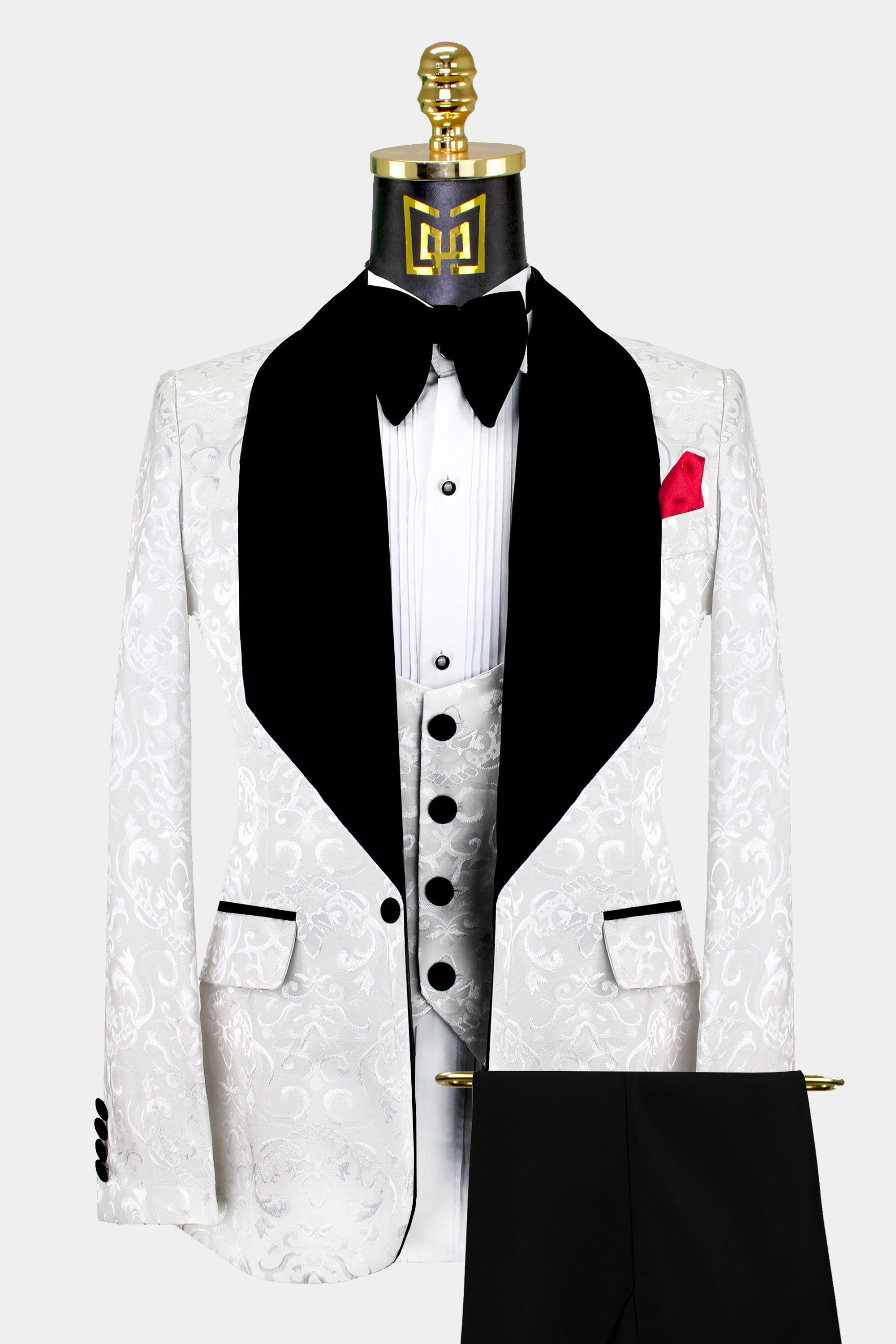 White Damask Tuxedo - 3 Piece | Gentleman's Guru