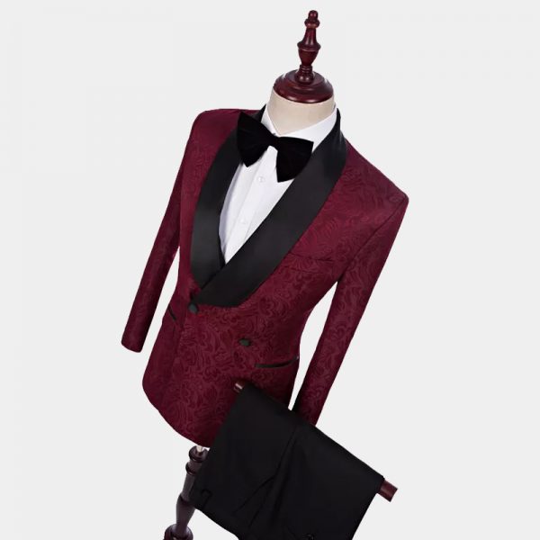 DoubleBreasted Burgundy Tuxedo Gentleman's Guru™