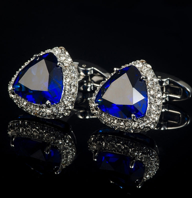 Sapphgire-Blue-Cufflinks-With-Zircon-Stone-from-Gentlemansguru