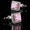 Blush Pink Crystal Cufflinks for Men from Gentlemansguru.com