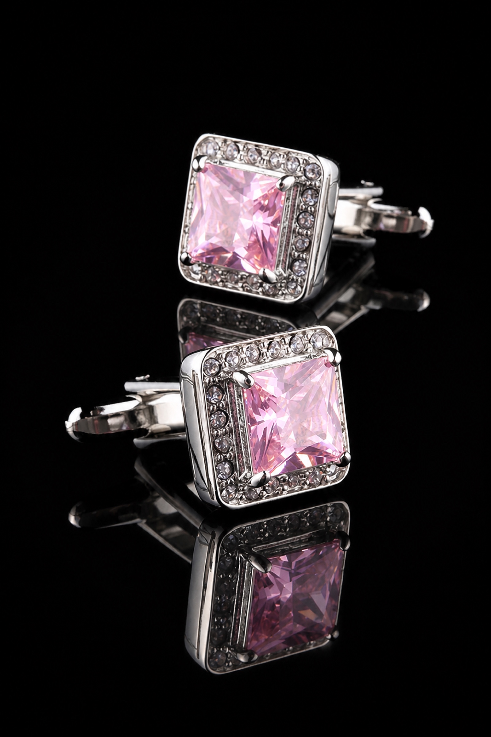 Blush Pink Crystal Cufflinks for Men from Gentlemansguru.com
