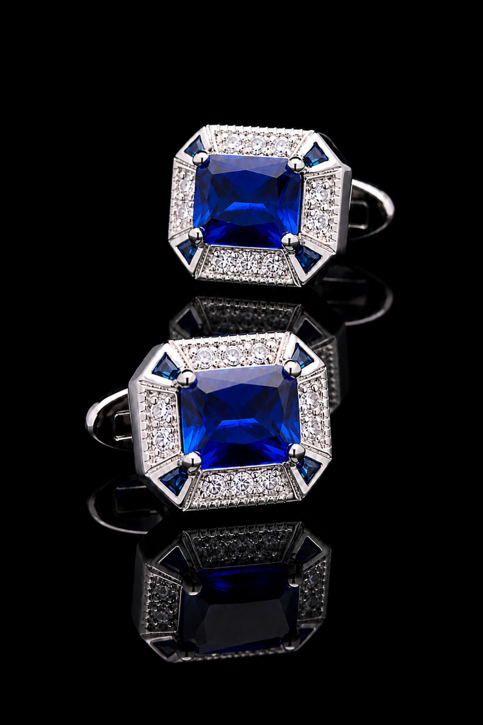Crystal Blue Sapphire Cufflinks for Men from Gentlemansguru.com