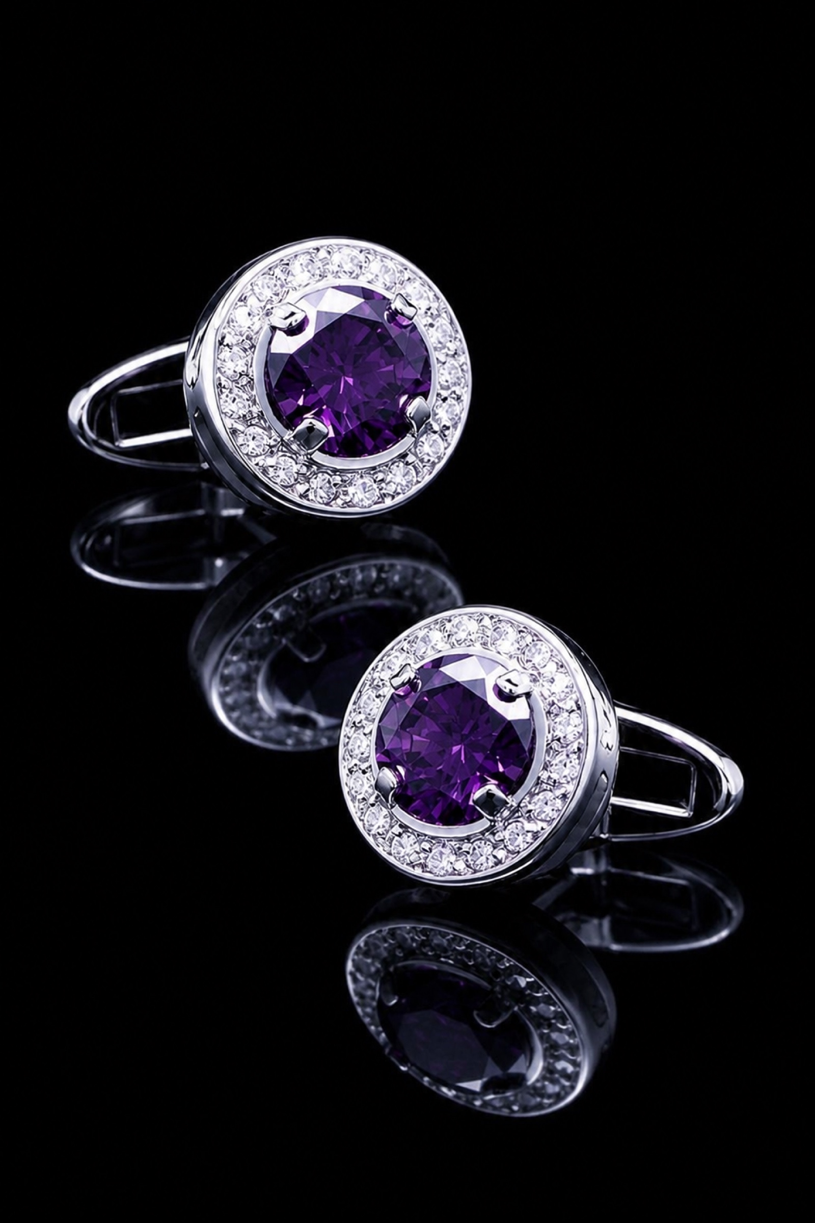 Designer Round Purple Cufflinks from Gentlemansguru.com