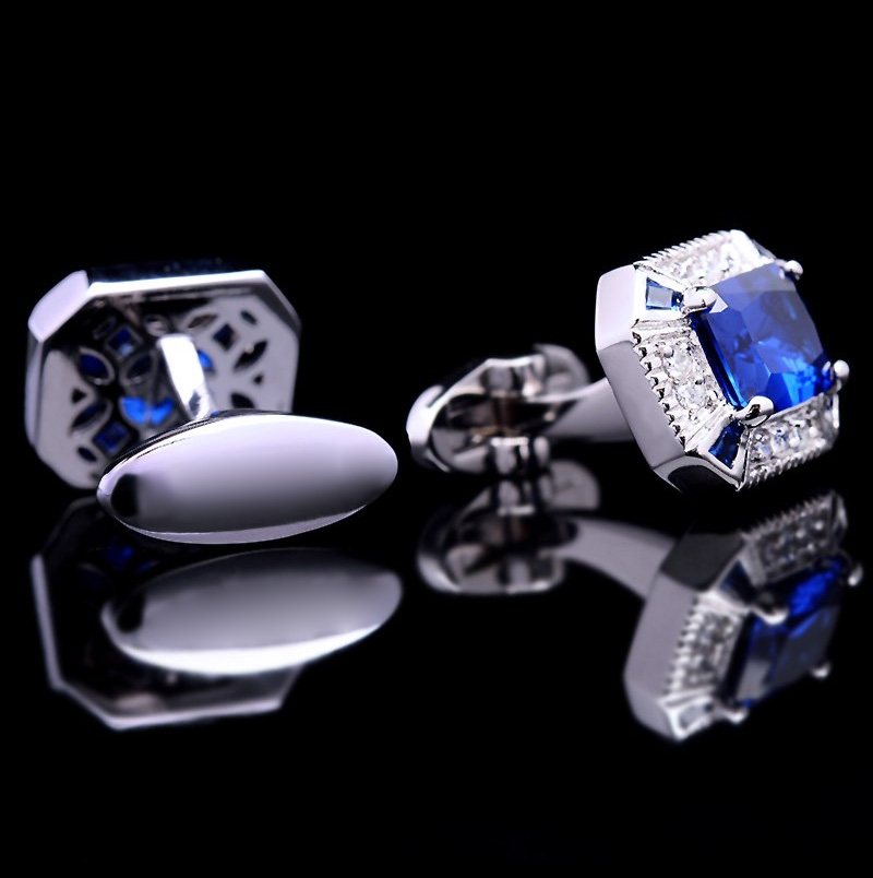 TieMart Blue Round Cufflinks