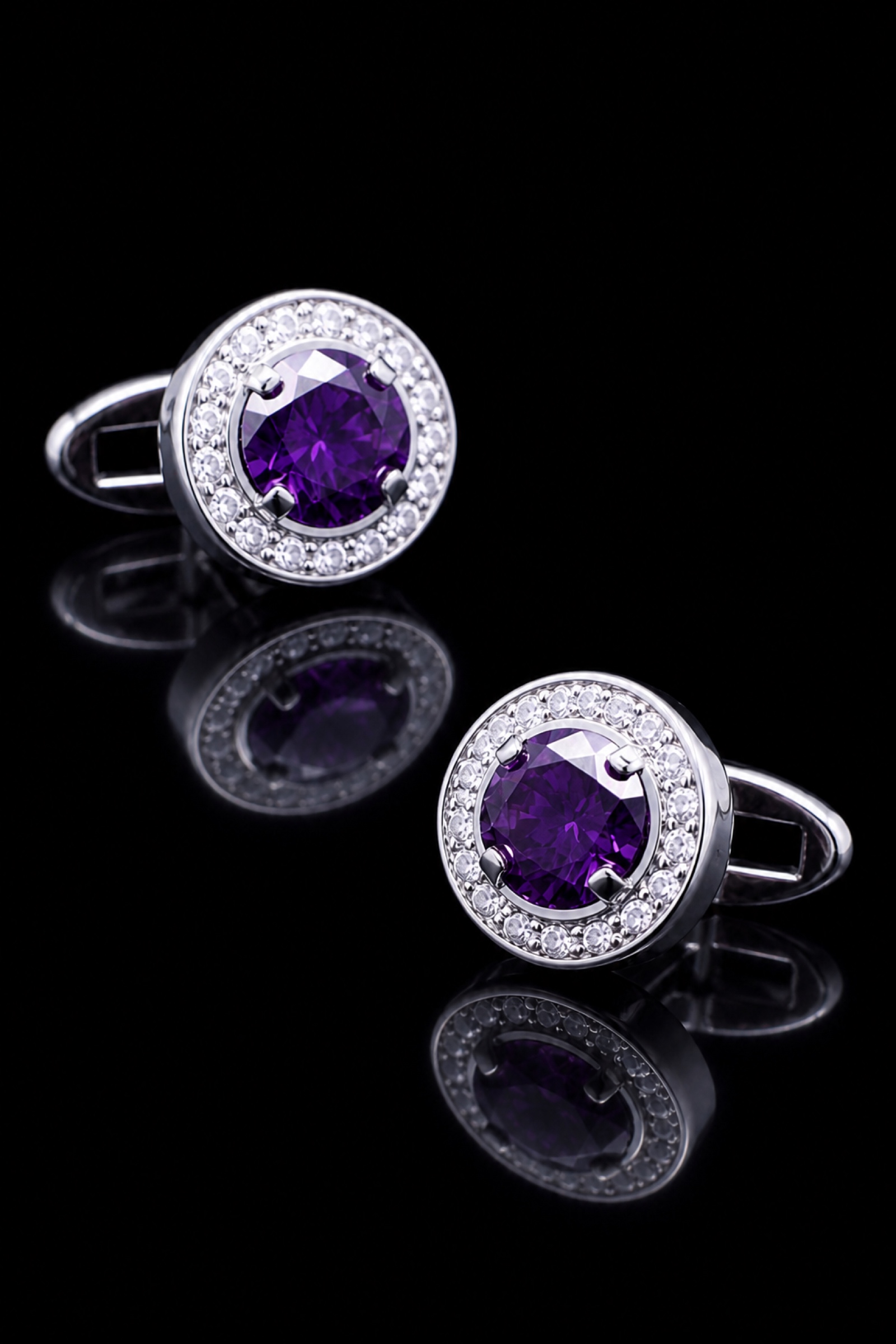 Formal Purple Crystal Wedding Cufflinks from Gentlemansguru.com