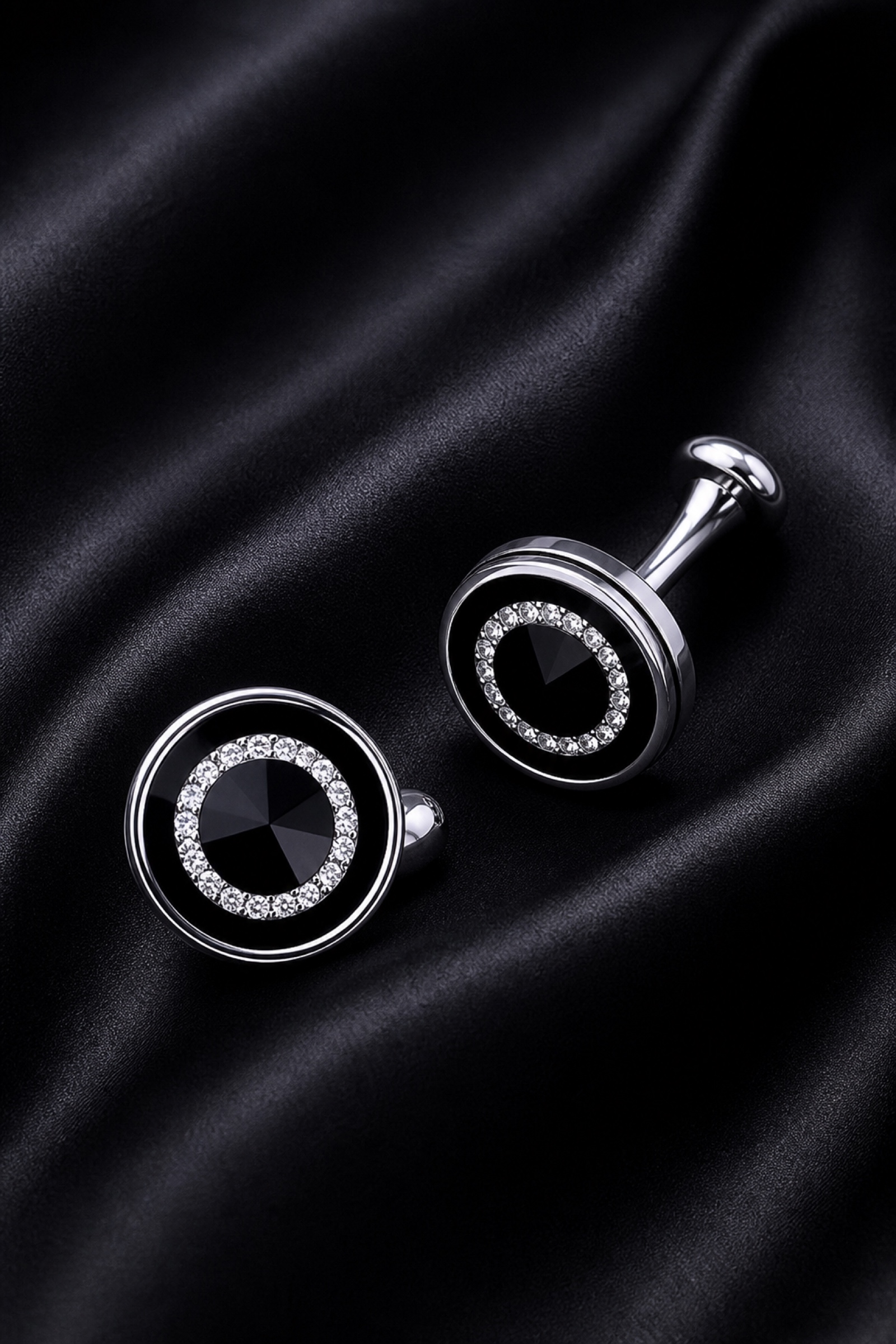 Jet Black Crystal Groomsmen Cufflinks from Gentlemansguru.com