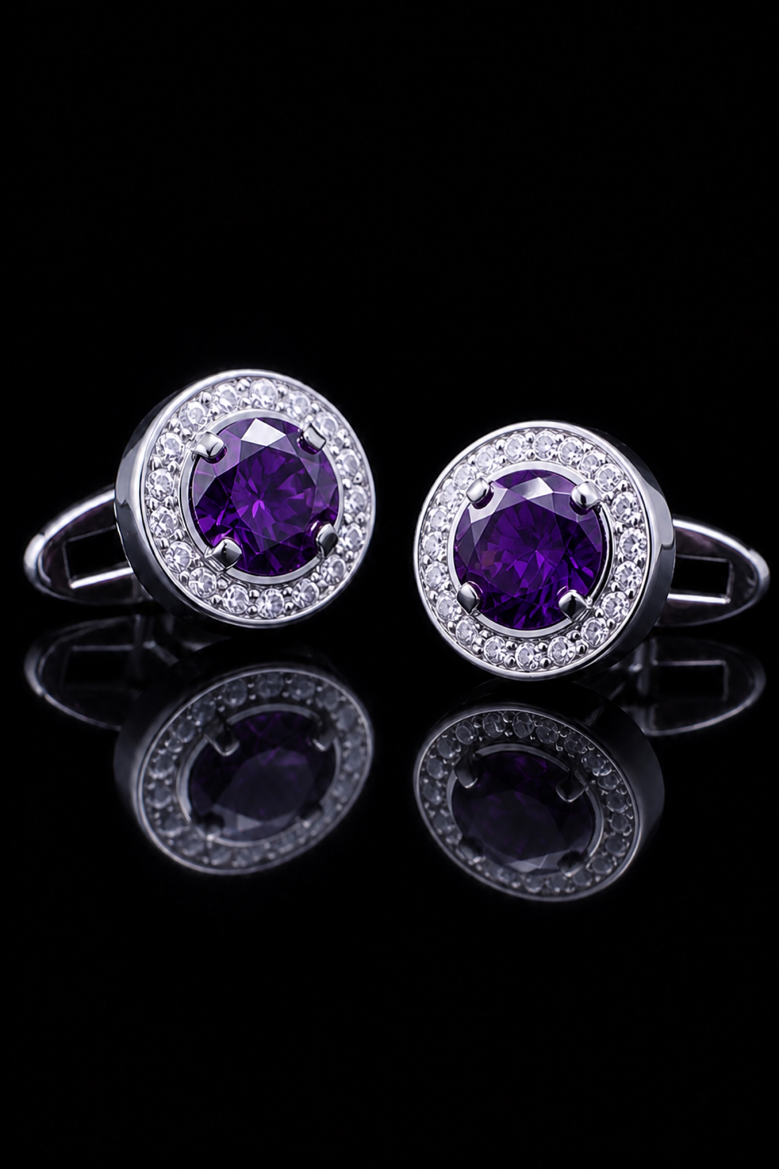 Luxury Amethyst Crystal Cufflinks from Gentlemansguru.com