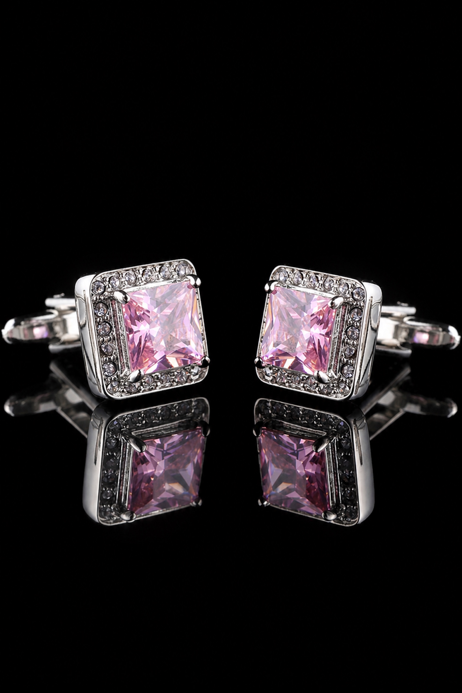 Luxury Blush Pink Crystal Cufflinks from Gentlemansguru.com