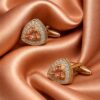Peach Crystal Black Tie Cufflinks from Gentlemansguru.com