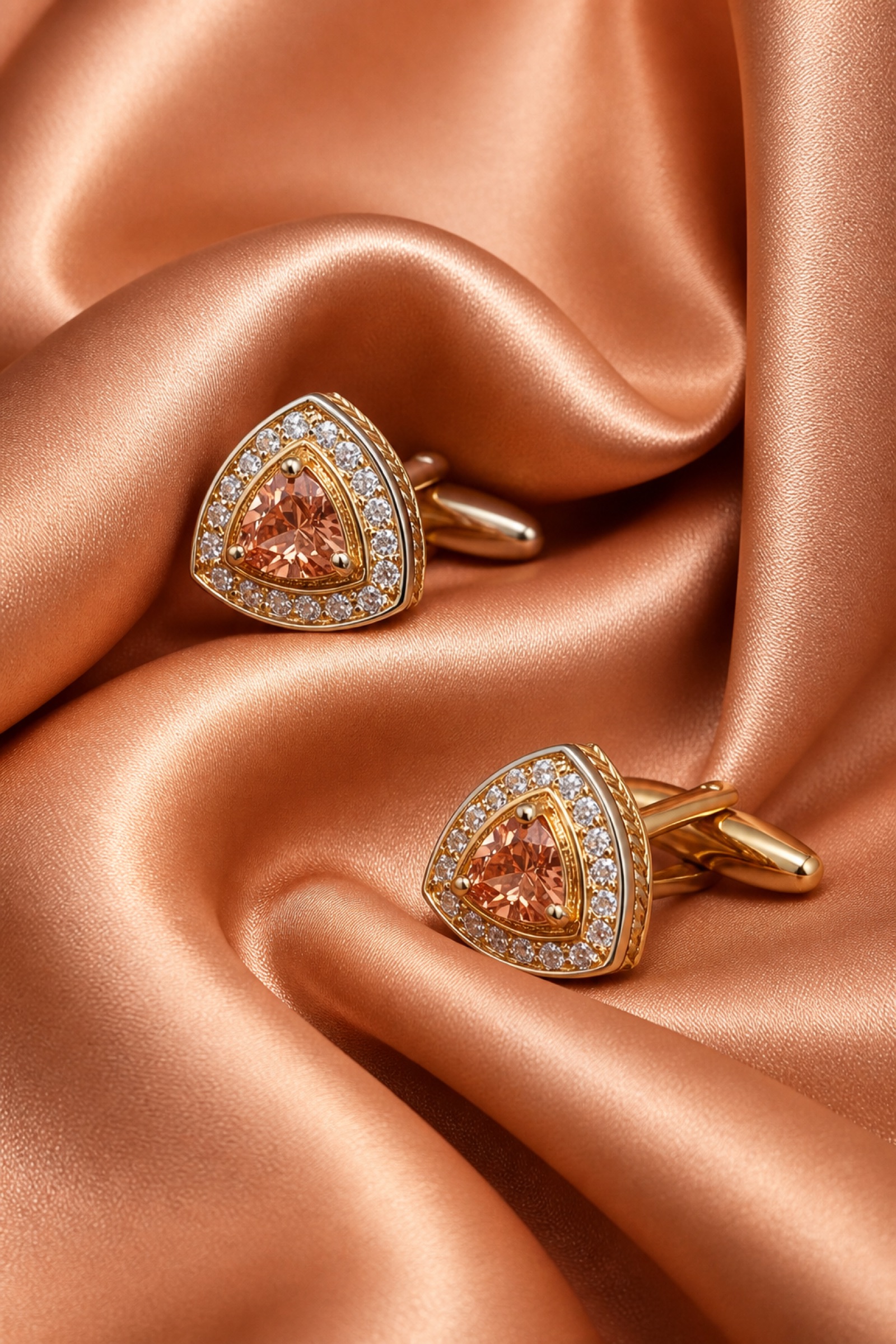 Peach Crystal Black Tie Cufflinks from Gentlemansguru.com