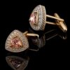Peach Crystal Groomsmen Cufflinks from Gentlemansguru.com