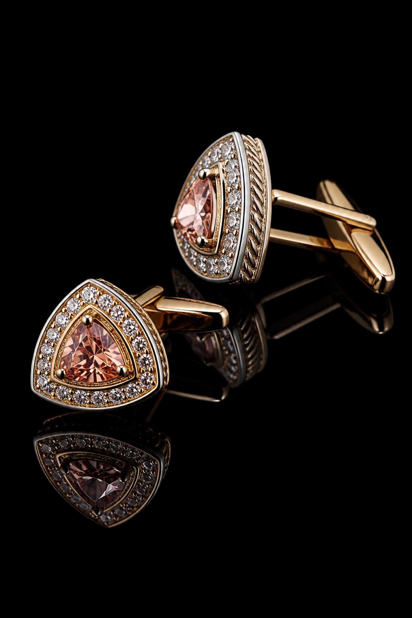 Peach Crystal Groomsmen Cufflinks from Gentlemansguru.com