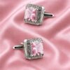 Pink Crystal Anniversary Cufflinks from Gentlemansguru.com