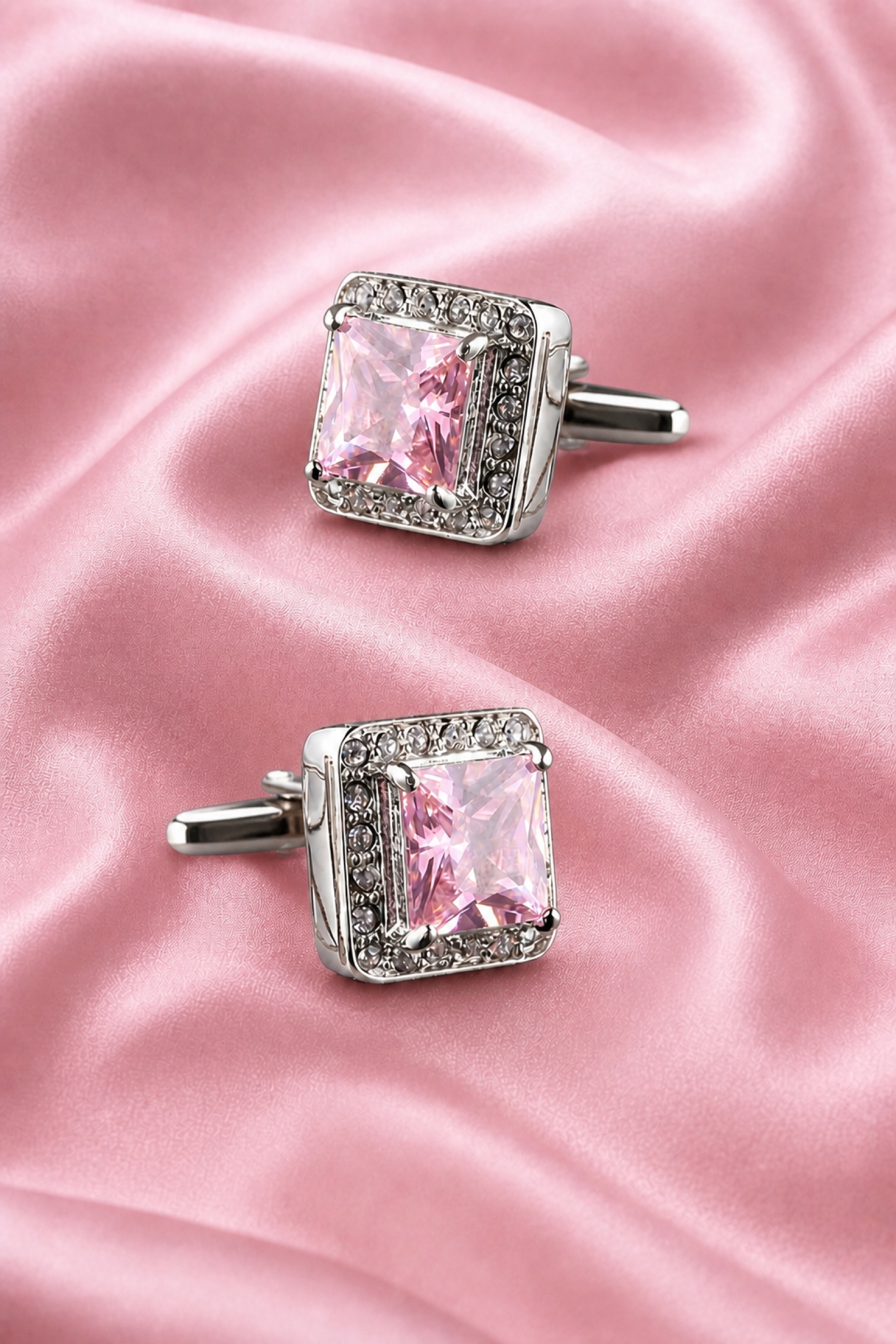 Pink Crystal Anniversary Cufflinks from Gentlemansguru.com