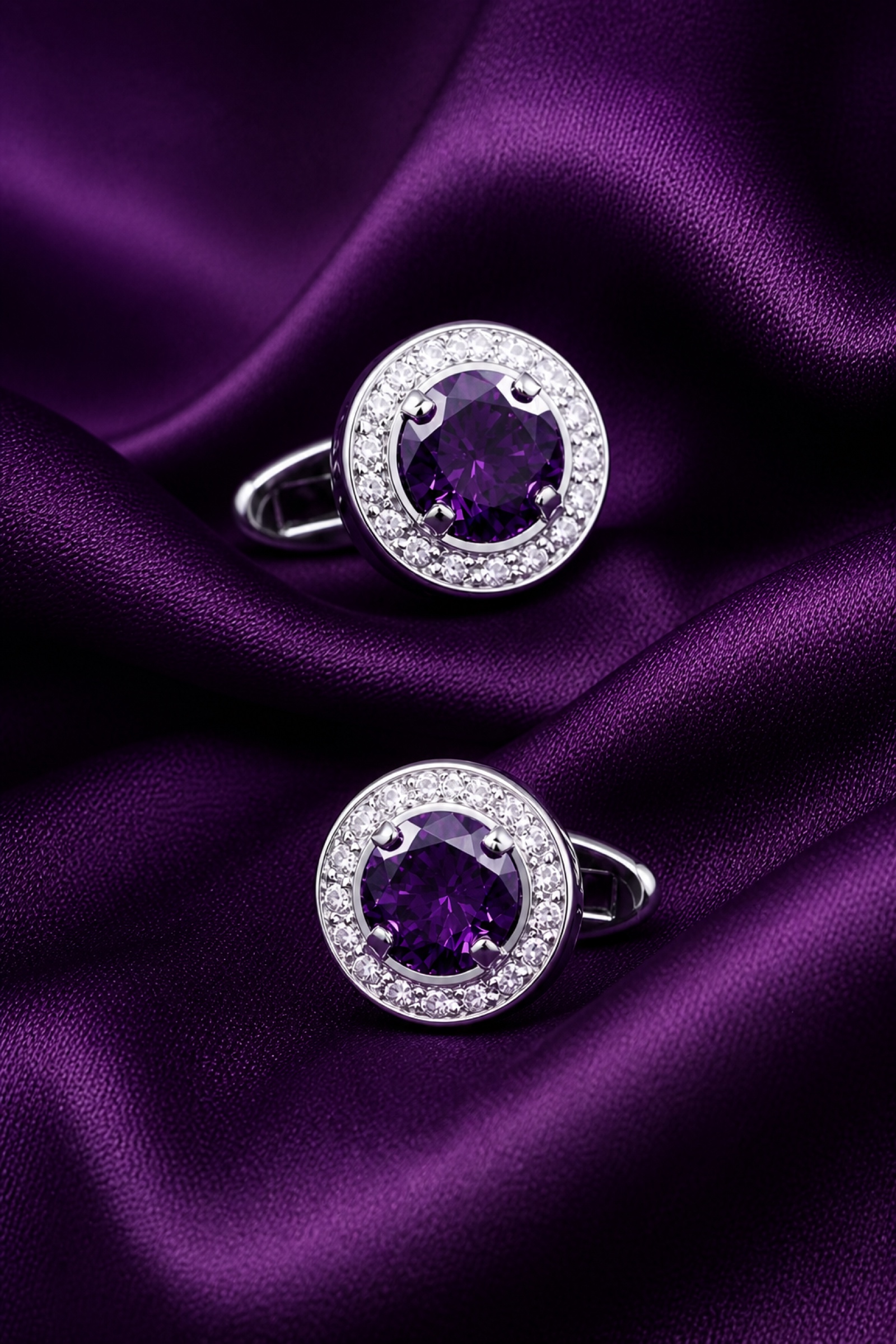 Purple Crystal Anniversary Cufflinks from Gentlemansguru.com
