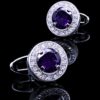 Round Purple Crystal Cufflinks for Men from Gentlemansguru.com