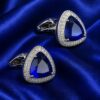 Royal Blue Crystal Cufflinks Groomsmen Gift from Gentlemansguru.com