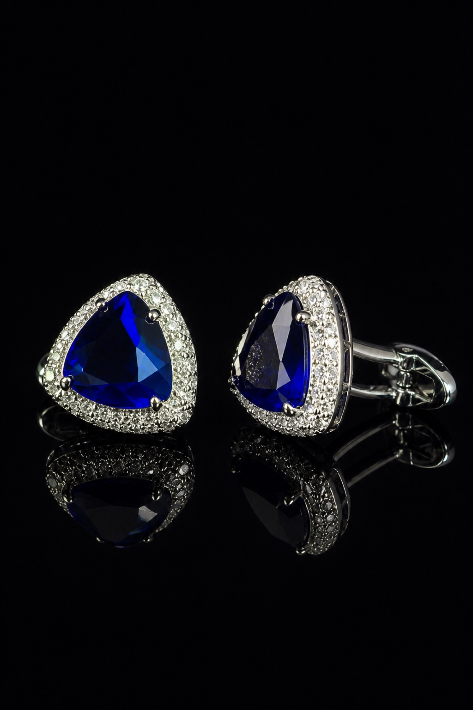 Sapphire Blue Crystal Cufflinks for Formal Wear from Gentlemansguru.com