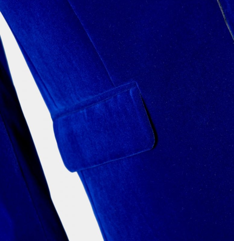 Ivory and Royal Blue Tuxedo Dinner Jacket Wide Velvet Groom Tuxedo Jacket - Prom Blazer main image 0