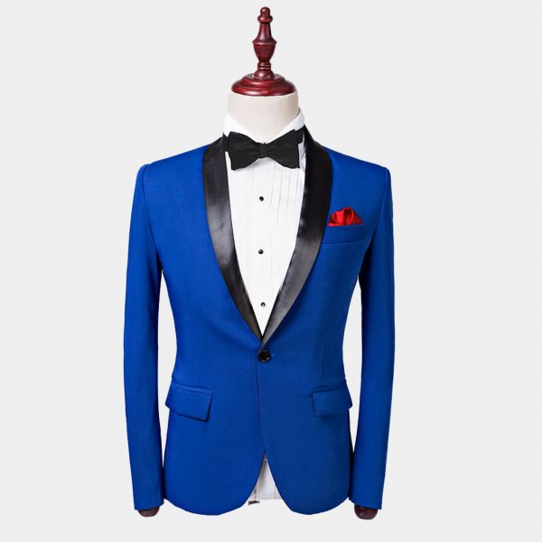 Blue Floral Tuxedo Jacket With Black Trim Gentleman's Guru