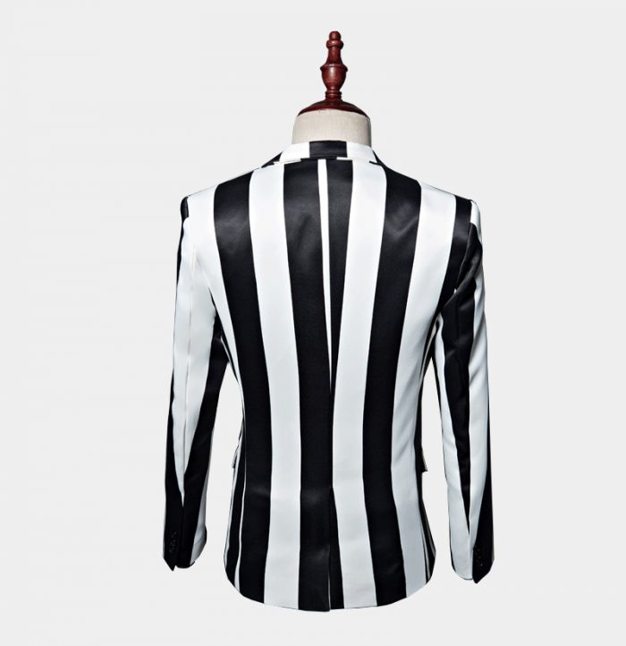 Men's Black And White Striped Blazer Gentleman's Guru™